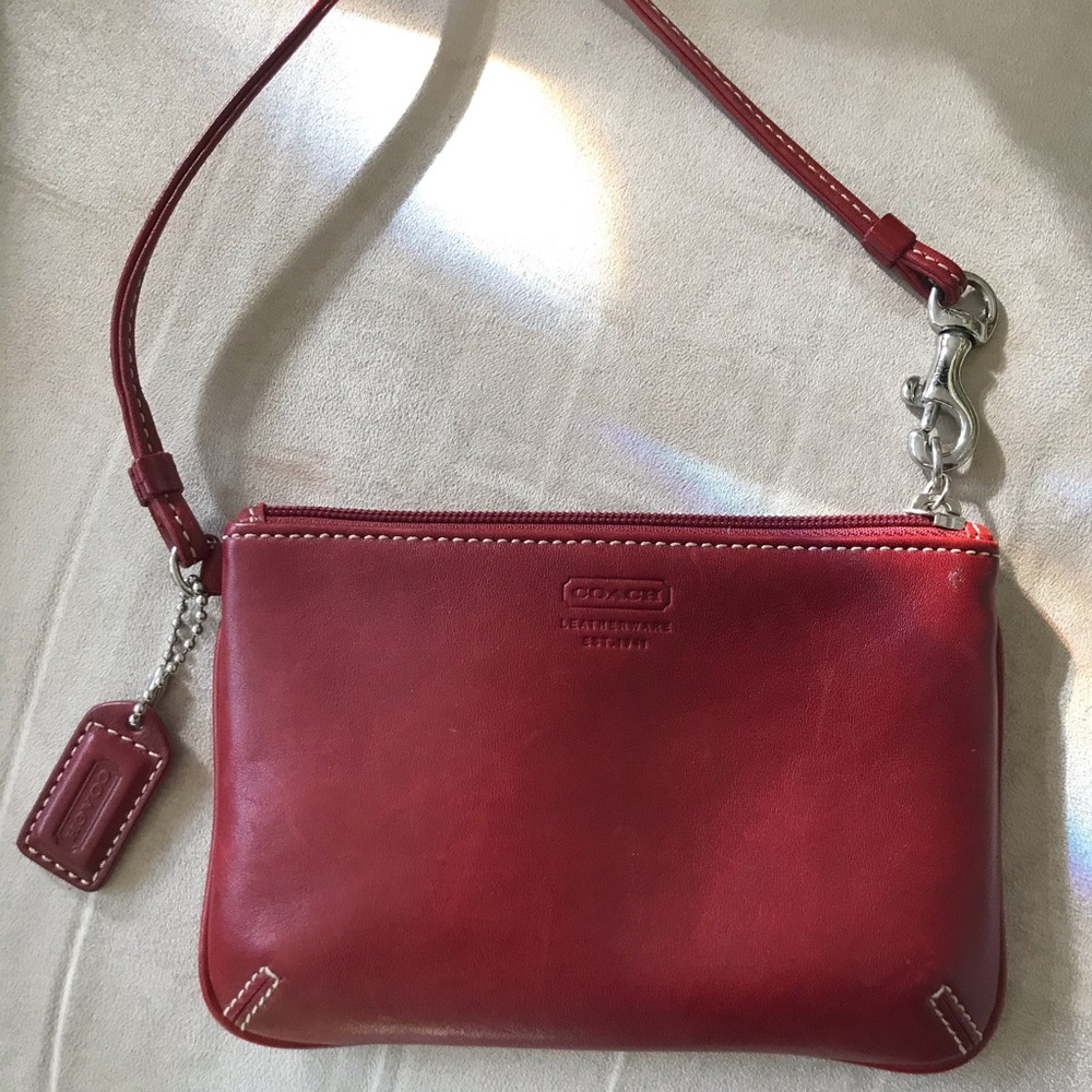 Coach wristlet - red leather - good condition